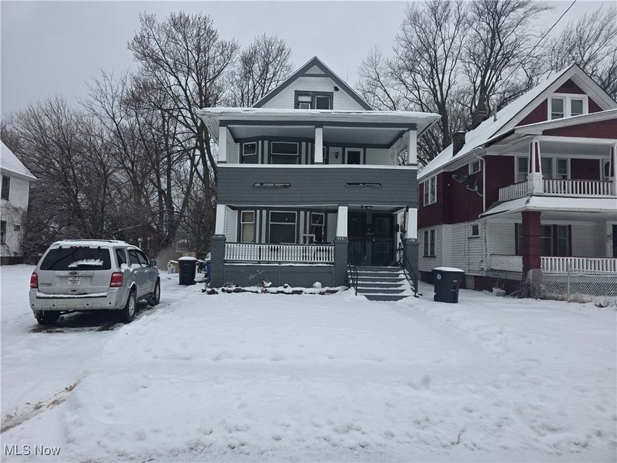 Discover an exceptional income property on a quiet Cleveland street with this expansive duplex. Each unit over 900 square feet, provides generous living space. The lower unit welcomes residents with an open front porch, while the equally spacious second-floor unit boasts its own inviting porch and ample interior room, ready for immediate occupancy.A third-floor space, currently vacant, offers potential as an efficiency unit. The unfinished basement features convenient community laundry facilities, making this an ideal asset for any discerning investor.