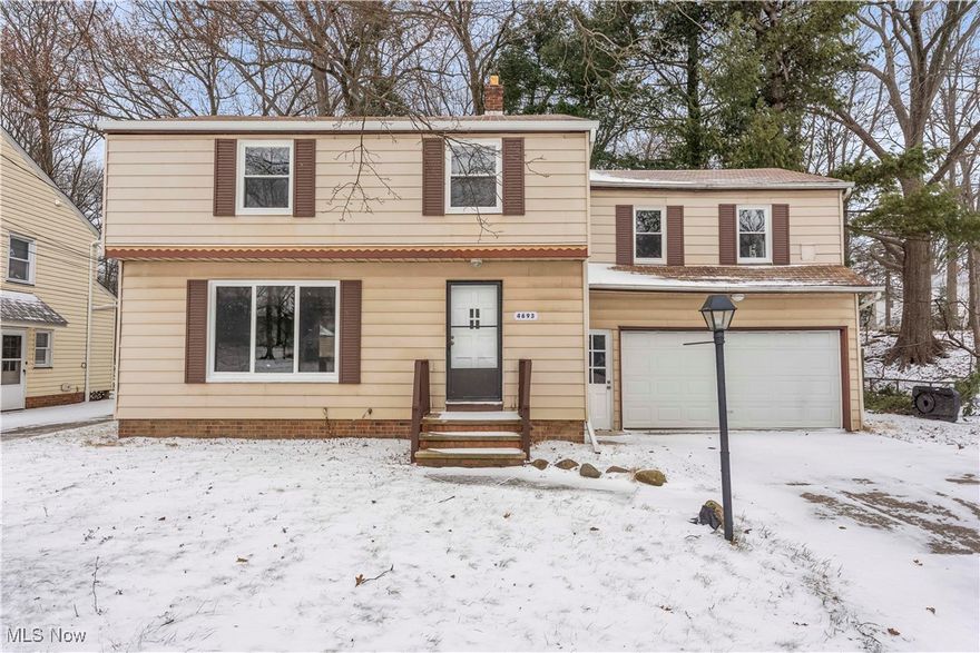 This lovely colonial is the home you’ve always dreamed of! Step inside to find a bright and inviting interior filled with natural light and a spacious, cozy living room, perfect for relaxing or gathering with family and friends. The home features a spacious, fully functional kitchen and dining area that creates an ideal setting for shared meals and entertaining. A convenient half bathroom on the main level is perfect for guests. Upstairs, you’ll find four bedrooms and a full bathroom. The primary bedroom offers abundant natural light, comfort, and a walk-in closet with plenty of storage space. Three additional bedrooms make this home well-suited for larger families. The partially finished basement includes a fireplace, making it ideal for a family room or additional living space, while still offering plenty of room for storage. An attached two-car garage adds convenience and functionality. Located in South Euclid, a welcoming and inclusive community, this home is close to major roads, schools, shopping centers, parks, and recreational areas, an excellent location for everyday living. Your family could be the next to call this beautiful home your own, schedule your showing today!