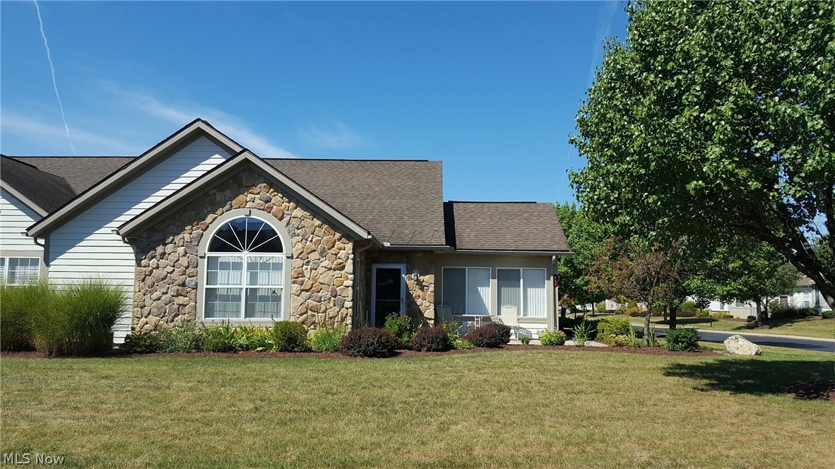 If you are looking for a private end unit, this two bedroom, two bath condo has been meticulously maintained. One floor living with spacious floor plan, vaulted ceilings, and beautiful sun room accent this unit. The great room features a corner fireplace for those cold winter nights. The fully applianced kitchen has upgraded cabinets, and breakfast bar for those quick meals. The formal dining room offers an area for larger gatherings. The comfortably sized bedrooms with attached baths feature walk in closets for storage needs. There are custom blinds and ceiling fans throughout. The conveniently located laundry room includes a washer, dryer and storage cabinets. The HOA is well run with strong finances. The community clubhouse, outdoor pool, and lovely pond make this development a place that can be called home. A one year home warranty is offered for the buyer.