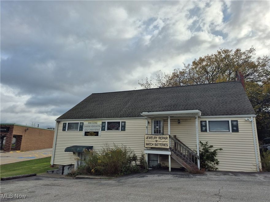For Sale:  Building currently being used as a Jewelry repair/store * Large workshop area * 2 Bathrooms * Another large area being used as a break room * Per the City of Strongsville, zoned General Business, Retail Store/Services, and Office.