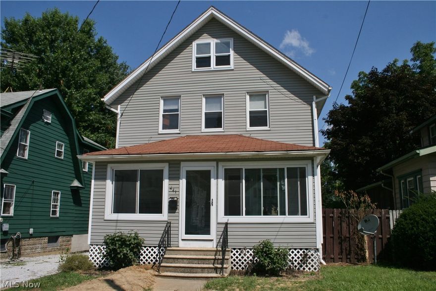 Welcome home to 441 Kathron. Updated vinyl siding and windows with a 2 car garage. Hardwood floors and original woodwork in great shape, ceramic tile in updated bath and kitchen - appliances stay. 3 large bedrooms, attic works as large 4th bedroom with walk in closet. Fenced in backyard with stone patio and fire pit. Furnace and air conditioning new in 2016. You will want to make this house your home!