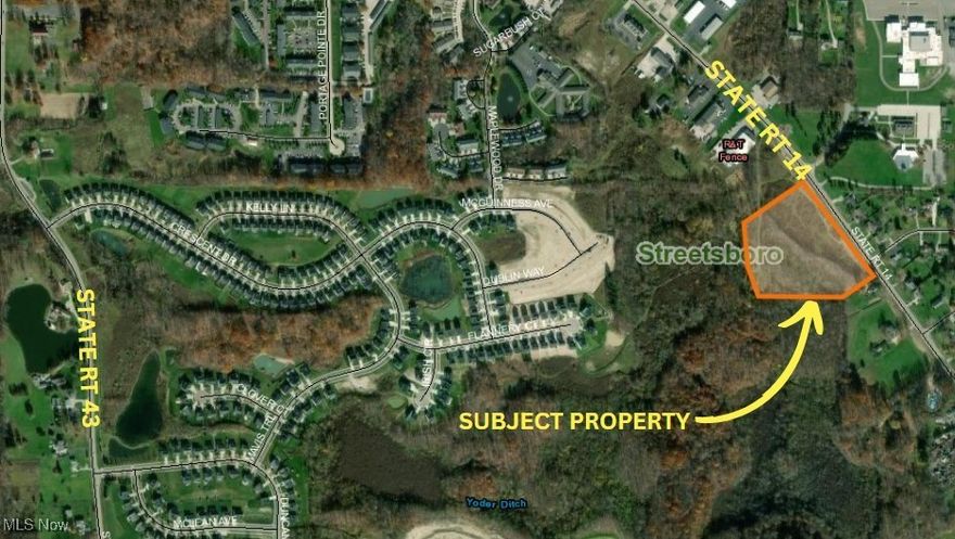 This approximately 8.3-acre parcel is prominently situated along State Route 14 in Streetsboro. It carries the advantageous zoning designation of R-2, signifying its classification as a Medium Density Urban Residential District. This zoning characteristic renders the property highly suitable for the construction of multiple single-family homes. The land itself presents a compelling canvas, featuring relatively level terrain, complemented by a subtle natural contour towards the rear. Furthermore, the property boasts an impressive approximate 700 square feet of frontage, enhancing its appeal and potential for multiple future homes.