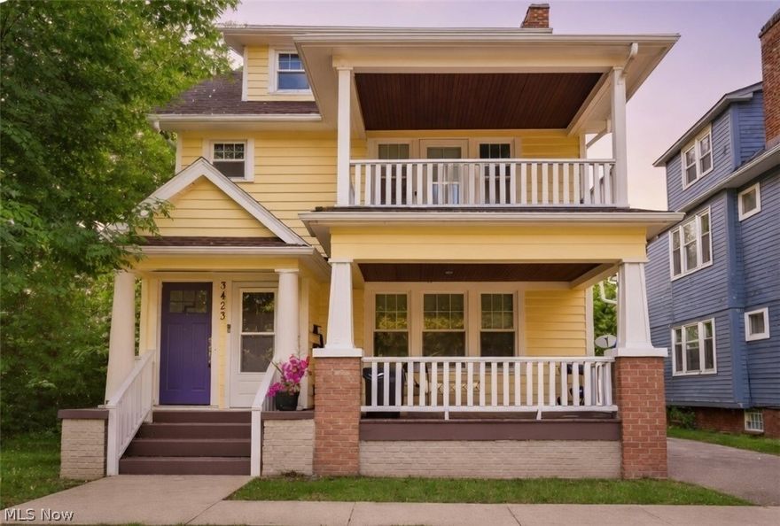 RARE 7-Bedroom Income-Producing Duplex in Cleveland Heights! Perfect for owner-occupant or investor! Spacious units featuring 3BR/1BA and 4BR/2BA with private laundry. The main floor unit features 3 bedrooms, 1 full bath, an eat-in kitchen with peninsula counter, quartz countertops, ceramic tile flooring, and carpeted bedrooms. Fresh neutral paint and newer windows complete the space. The upper unit spans two levels and offers 4 bedrooms and 2 full baths. Highlights include hardwood floors throughout, a beautifully renovated kitchen and bath, plus a finished third floor that adds the fourth bedroom, a second full bath, and a bonus laundry room. Additional features include an unfinished basement with laundry, mechanicals, and storage, large covered porches, plus a 2-car detached garage. Located in Cleveland Heights, just minutes from downtown, Cleveland Clinic, parks, shopping, and more. Buyer maybe eligible for the Cleveland Heights Down Payment Assistance Program.