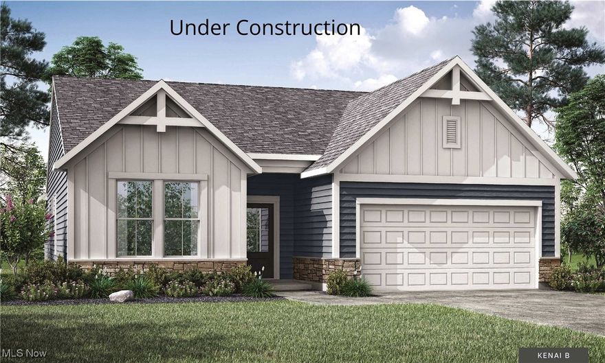 Available January 2026! First Kenai home with pond views in Spring Hill Villas, Green. This stylish 3 bed/2 bath ranch by Drees Homes delivers one-level living with excellent curb appeal: decorative gable peaks, mixed siding with stone veneer base, vertical board & batten accents, and contrasting trim that make the façade pop.
Inside, enjoy an open-concept kitchen/family room/dining layout. The kitchen features an oversized island, burlap base cabinets with white 42? uppers trimmed in crown, a walk-in pantry with wood shelving, granite counters, custom tile backsplash, and Whirlpool stainless appliances (including a gas range). Relax in the family room anchored by a stone feature wall and interior gas fireplace.
The primary suite is tucked at the rear for privacy and has pond views. The en-suite includes a ceramic tile super shower with frameless glass, quartz counters, matte black Moen fixtures, and arched mirrors. Bedrooms 2 & 3 are located together in a separate wing with a shared full bath.
Key upgrades: luxury vinyl plank flooring, soft carpeting in bedrooms, craftsman style trim, linear pendant and recessed LED lighting. Practical features include a family foyer drop zone off the garage, adjacent laundry room, and an 1,800 sq ft unfinished basement with ¾ bath rough-in and egress window – ideal for future expansion.
Enjoy the extended Outdoor Living space with gas fireplace and stunning views of the pond. 
Convenient location just minutes from I-77, Rt. 619, Green Schools, Portage Lakes, shopping & dining.