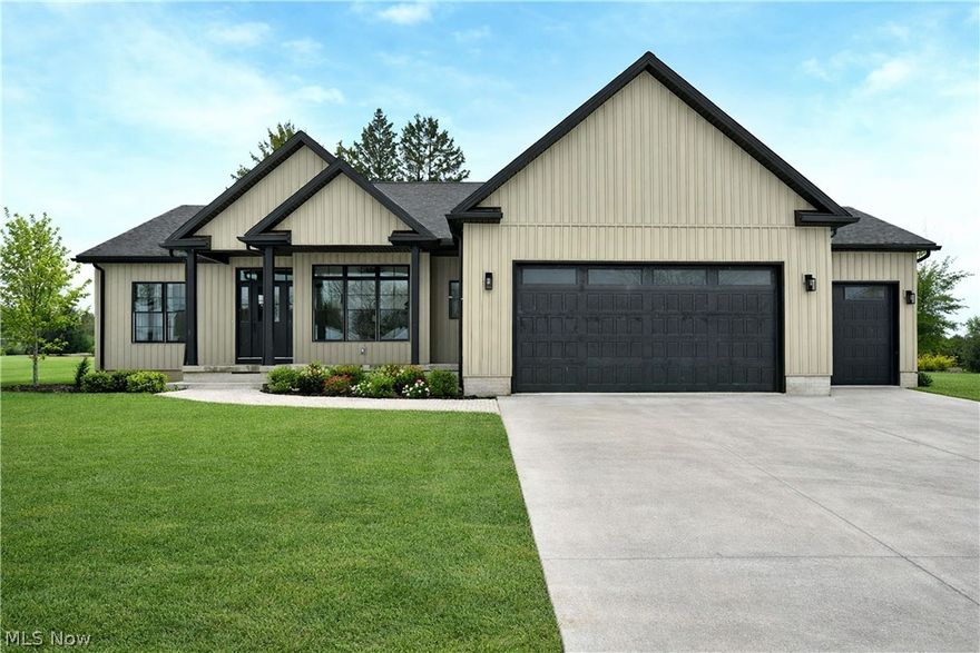 You’ve been patiently waiting and now it’s finally here! Welcome home to this magnificent new Cortland construction, and its highly styled interior that’s hot enough to melt the snow off the roof. Tucked away off a cul-de-sac in a desirable neighborhood, the all-new construction quickly stands out from its peers, showcasing its high contrast exterior treatments and an impressive, three car garage. The covered front porch delights with its tall windows as you step inside. Immediately branching from the foyer, a breathtaking home office wows with decadent lighting and frosted privacy doors. An elaborate central great room finds its own near floor to ceiling windows that illuminate the hardwood styled flooring below. Note the sculpted woodwork that graces the walls leading towards the guest bedrooms and stucco style mantle above the fireplace. The prominent center island boasts polished stone countertops that glisten below the extravagant hanging lights, repeating across the backsplash and far counter. Dining space sits off to the side with great backyard views. First floor laundry and a pantry room offset garage access. Meanwhile, the master bedroom suite sits opposite the kitchen, instantly engaging with an artful accent wall. The brooding master bath will leave you breathless, touting marbled checkered flooring and deep green, tiled shower. The remaining guest bedrooms complete the floor with bright and inviting surroundings, each flanking a charming full bath.