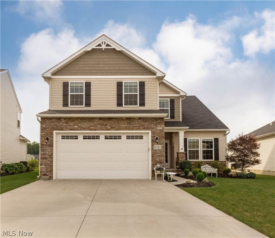 Newer Barrington home w/upgrades: Chef's kitchen w/soft-close cabinets, double oven, countertop range, raised breakfast bar, stone backsplash, upgraded faucet & granite countertops.Living room w/great view of serene pond & fountain, gas fireplace w/remote & stone features, & vaulted ceilings reaching the 2nd floor loft.Large 1st floor master complete w/walk-in closet.Master bath upgraded w/soaker tub and walk-in shower & granite.Bonus room currently used as sitting room.Dining room overlooks pond & is a perfect setting for entertaining or a relaxing cup of coffee.1st floor laundry.2nd floor has a large loft area that can be converted to a bedroom or remain as living space.On the 2nd floor you will find 2 extra-large bedrooms & a full bath.Home has additional sq. footage than standard model.Heated garage with 4 ft. of extended space is filled w/storage.Garage is perfect for the handyman & includes hot and cold water & French cleat system for storing tools.Basement has insulated interior