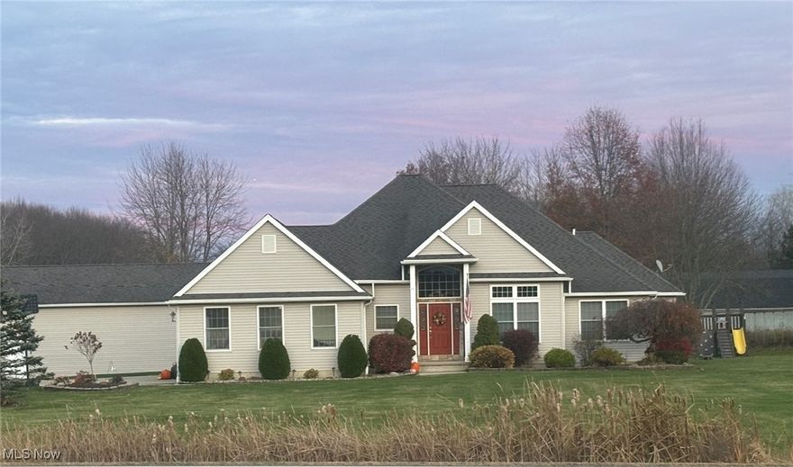 Meticulously Maintained Fabulous Ranch Nestled On Just Over 2 Acres! Boasts Three Car Attached Garage and Outbuilding! Very Spacious Room Sizes! First Floor Features 3 Bedrooms With 2 Full Baths and 1 Half Bath. Gourmet Eat-In Kitchen Features Maple Cabinets, L-Shaped Island With Breakfast Bar, Loads Of Cabinets and Counterspace and Wood Floor! Formal Dining Room Opens To Great Room With Fireplace! Convenient First Floor Laundry Room. Owner's Suite Boasts Jacuzzi Tub and Walk-In Closet. Full, Finished Basement Provides Loads Of Extra Square Footage and Living Space. Finished To First Floor Standards, Enjoy Entertaining and Relaxing In This Beautiful Space! Basement Also Boasts a Bonus Room With Closet that Could be a Bedroom, Office or Craft Room. Amazing Yard With Above Ground Pool Is Perfect To Enjoy Summer Nights. The 3 Car Garage Has Steps Leading To Basement. New Hot Water in 2024, Replaced Sump Pump in 2021 With Triple Back-Up System. The 24x48 Outbuilding Provides Additional Room For 4 Cars, Toys, Boat, Camper! This Is A Great Place To Call Home! Do Not Miss out, Will Not Last!