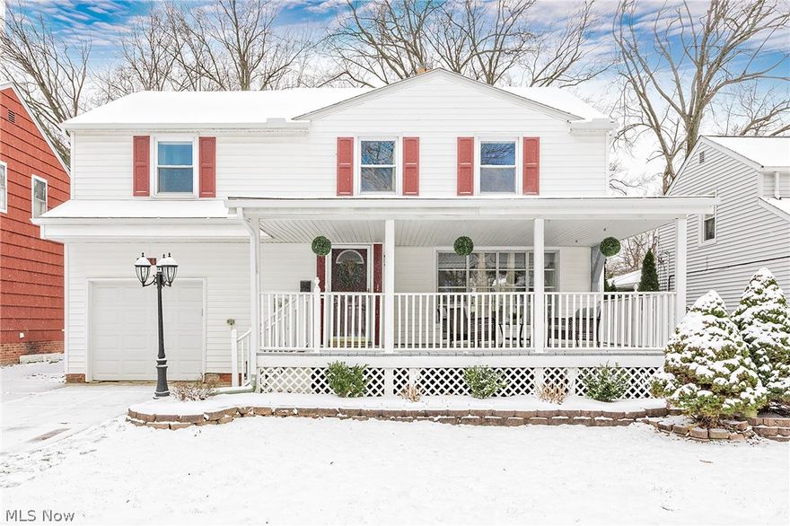 If you are looking for a HOME and not just a house, this is it! This gorgeous colonial has been lovingly updated and meticulously maintained.  The welcoming front porch is a perfect spot to greet neighbors and host friends. Inside, the spacious living room features a cozy fireplace and flows into the dining area. The updated kitchen boasts ample storage and views of the large backyard. For added convenience, a half bath is tucked right off the attached garage. 

Upstairs the large primary bedroom (formerly 2 rooms) offers plenty of space for a king sized bed and seating area. Two additional sizeable bedrooms, a smaller bedroom perfect for nursery or office and full bath complete the second level. 

The lower level has a clean laundry area and room for storage. The partially finished rec room is ideal for a playroom or media space. Enjoy the best of Lyndhurst living with easy access to local shops and restaurants.