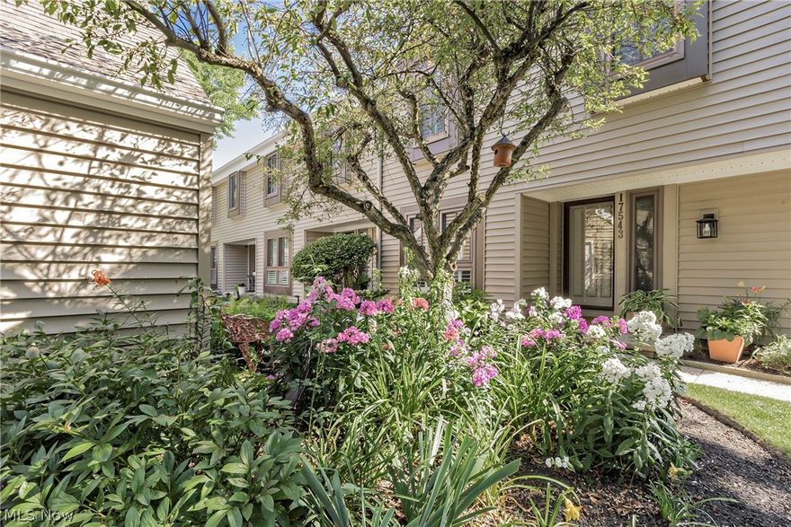 Welcome to 17543 Fairlawn Drive, situated in the Tanglewood Greene association, which features 60 condominiums. As you arrive, you'll be greeted by beautiful perennial gardens that lead you to this lovely 3-bedroom, 2½-bath end-unit home with breathtaking views of the lake and Tanglewood Golf Course. The first floor boasts a flexible open plan with two spacious areas designed to suit your lifestyle needs. The kitchen is efficient and offers ample counter and cabinet space. Additionally, a cozy den on the first floor serves perfectly as a home office or a quiet reading room. Upstairs, you'll find a master suite with an adjoining bath, and two additional bedrooms that share a hall bathroom. The property includes two oversized detached single-car garages, each equipped with garage door openers. For outdoor entertaining, the space deck and brick patio provide a perfect setting, surrounded by beautiful perennial gardens and serene views. The furnace and air conditioning were updated in 2018, ensuring comfort and efficiency. This is truly a special place to call home!