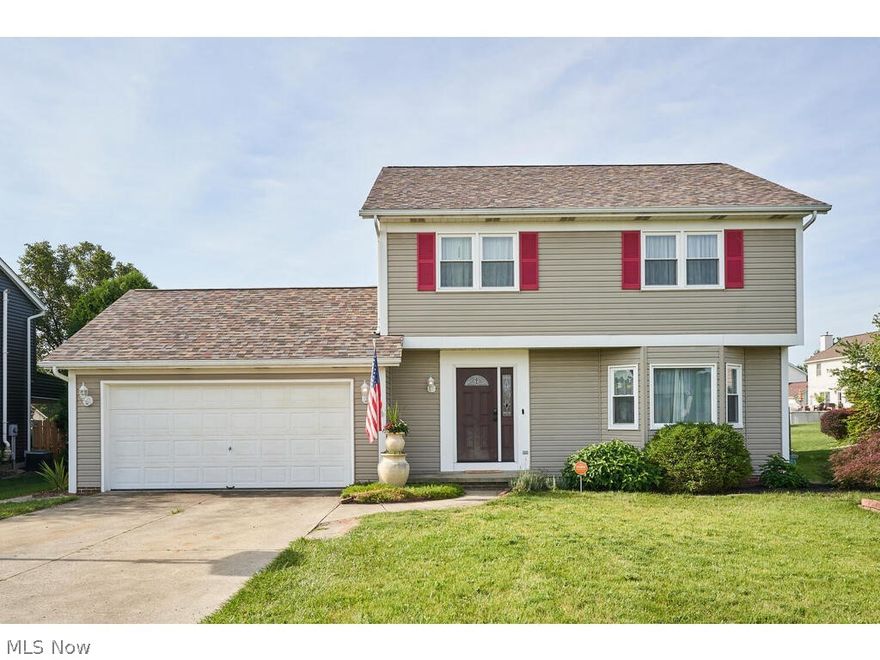 Well cared for 3 bed, 1.5 bath colonial in desirable Forestview Estates in Medina Township. The welcoming front porch opens to the living and dining room with tres ceiling and new LVT flooring.  The eat-in kitchen also includes LVT flooring and an updated french door to the tiered deck and pergola. The vaulted master bedroom with spacious walk-in closet and a private vanity that adjoins the main bathroom.  Two additional bedrooms complete the second floor. Drywalled basement with glass block windows and plumbed for a full bath awaits your finishing touches.  Spacious backyard with privacy fence, firepit and raised gardens featuring blackberries! Huge shed with loft and electricity.  Yard backs up to community green space. Recent updates include dimension shingle roof (2020), windows (2017), front door, garage door opener, glass block windows (2021), Furnace (2016), AC (2012). Convenient location close to shopping, restaurants and Rt 71. Medina Schools.