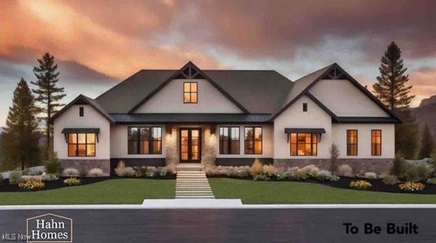 Welcome to Hahn Homes, where you dream it and Hahn Homes builds it! We are thrilled to present a beautiful, soon-to-be-built Ranch-style home near Wingfoot Estates. As you step inside, you'll be greeted by soaring high ceilings, elegant wood beams, and a magnificent open-concept kitchen with a butler's pantry, perfect for culinary enthusiasts or entertaining. This residence boasts over 2700 sq ft featuring breathtaking architectural design, vaulted ceilings, and a charming stone fireplace that invites warmth and comfort. Sit back and relax on the expansive covered back deck, or host gatherings in the versatile walkout lower level waiting for your personal touch. Don't miss the opportunity to make this extraordinary home one of a kind! Call today to embark on your journey to luxurious living customized for you with breathtaking water views. Photos are for illustrative purposes only. Lot sold separately. See MLS 5064692.