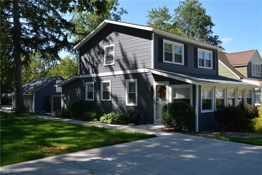 This charming colonial home, located near Chippewa Lake, has undergone numerous updates and improvements. The first floor boasts a welcoming open floor plan, highlighted by a spacious living room, a cozy sitting room, and a modern kitchen. The kitchen is equipped with newer cabinets, a convenient island, and all appliances. There is also a separate dining area, a versatile bedroom currently used as an office, a mud room, and an updated full bathroom. On the second floor, you will find another updated full bathroom, two generously sized bedrooms, and a smaller bedroom that is currently used as an office. The house features newer laminate flooring on the first floor, as well as 2017 kitchen appliances and a roof. The air conditioning unit was replaced in 2016, ensuring comfortable living during the summer months. A detached garage provides convenient parking and storage space. In 2021, the siding for the house and garage, along with the soffits and gutters, were updated to give the property a fresh and appealing look. Also in 2021 the concrete driveway, patio, parking areas, and walkway were all replaced. In 2023, a sewer clean out and new clay tile were installed, further adding to the home's functionality and value. What more could you ask for?
