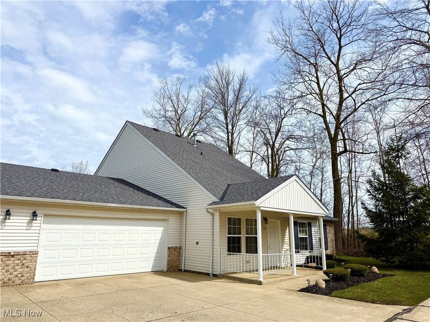 Located in North Creek Villas Community this vinyl and brick ranch townhome is quietly located at the end of the street next to a wooded area, 12' covered front porch for relaxing, plus a back patio with privacy fence for great outdoor spaces. Two story great room with fan, oak kitchen with DW and microwave, convenient laundry closet on first floor, dining room, Master suite with 10' walk in closet and private full bath, 2nd first floor bedroom with full bath in hall, Upper level loft that overlooks the great room with double closets would be a perfect guest room, exercise space or office, 2 car att. garage with opener, 12-month home warranty, immediate occupancy.