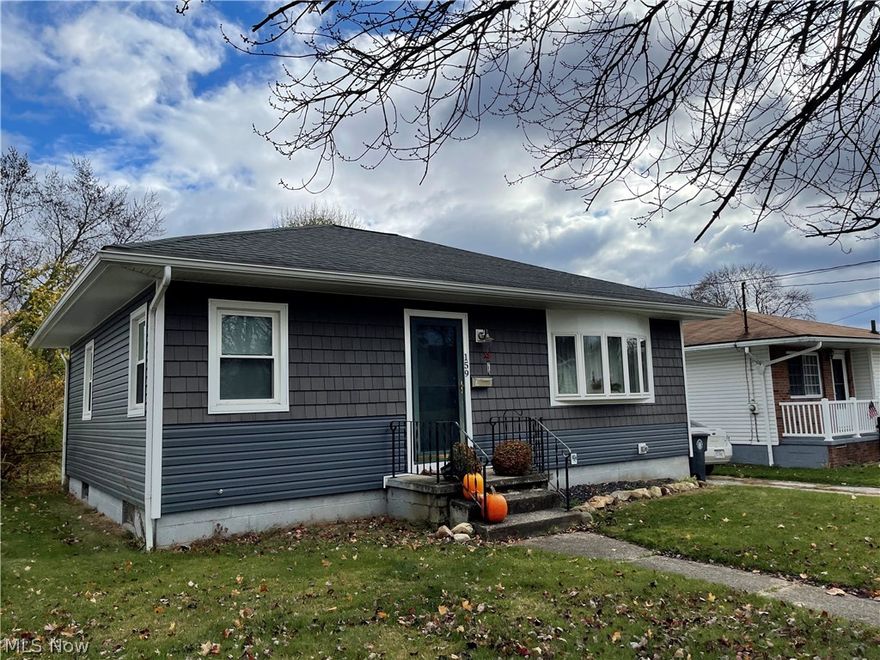One floor (ranch) Ellet home shoppers look no more! 159 Hillman Rd has lots to offer its new owner including a very nice size- well lit living room, newer kitchen beautifully done spacious and fresh!  Kitchen done with very nice cabinets-counters and flooring. Brand New stainless steel appliances which include dishwasher-stove-refrigerator and microwave, full basement with a finished area, vinyl windows throughout first floor, 2 first floor bedrooms, updated 1st floor full bath, vinyl siding, and close to everything! Set up your private walk through today!