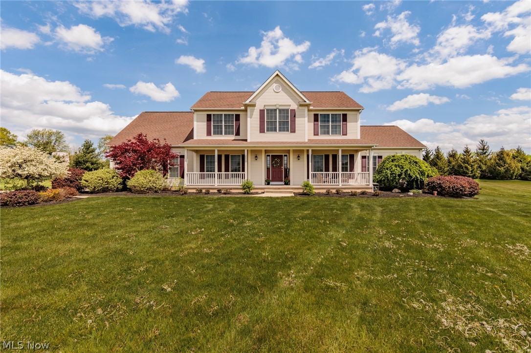 Nestled on 2 acres on a quiet cul de sac in Granger Twp, and within the desirable Highland School District, is this well maintained 3250 sf traditional colonial. Upon entering you're greeted by an open floor plan and gleaming hardwood floors that seamlessly flow from the dining room to the spacious kitchen, and family room with cozy gas fireplace...perfect for entertaining. The kitchen boasts granite counters, solid oak cabinets, SS appliances, island with breakfast bar, large pantry, and sliders to your stamped concrete patio overlooking the expansive backyard. Also off the kitchen is a full bath and large first floor laundry. Completing the first floor is a flex room that could be used as an office. A dual staircase leads you to the second floor which features 5 bedrooms. Including an owners suite with vaulted ceiling, walk-in closet, and bathroom with soaking tub. The spacious 12 course basement offers a ton of storage. And is already plumbed for a bath and awaiting your plans to transform it into additional living space if you choose. There's also an oversized 2.5 car garage. Additionally, Seller will have a new septic system installed immediately upon closing! You will love quiet country living, but still conveniently close to freeways, and just minutes from quaint downtown Medina. Call for your private tour!
