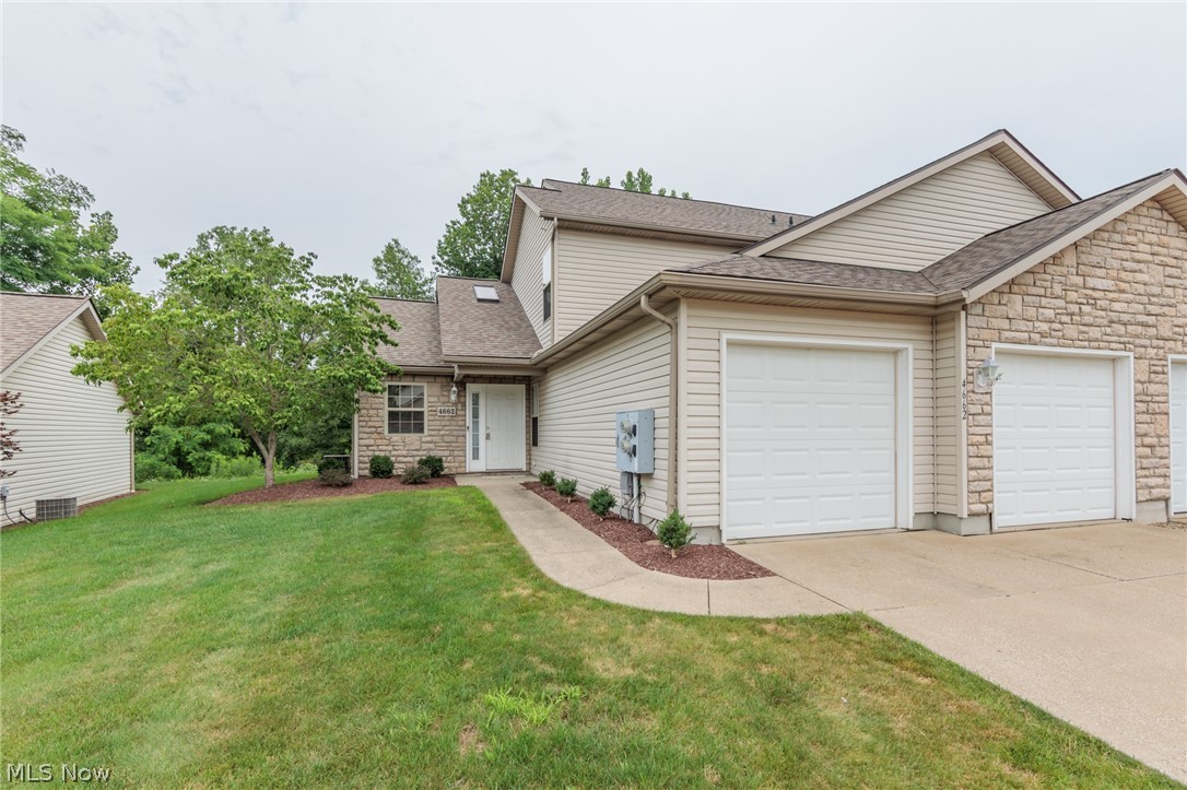A remarkable 3 bedroom, 2 full bath townhome, this condo sits on a very private lot that overlooks a ravine/creek that is fully treed. There is a large great room, open kitchen, first floor laundry, and a first floor bedroom and bathroom. The upstairs consists of 2 large bedrooms, one with a walk-in closet, and a jack-&-jill bath. There is an attached 2 car garage, guest parking, and all kind of green space in Pleasant Lakes.