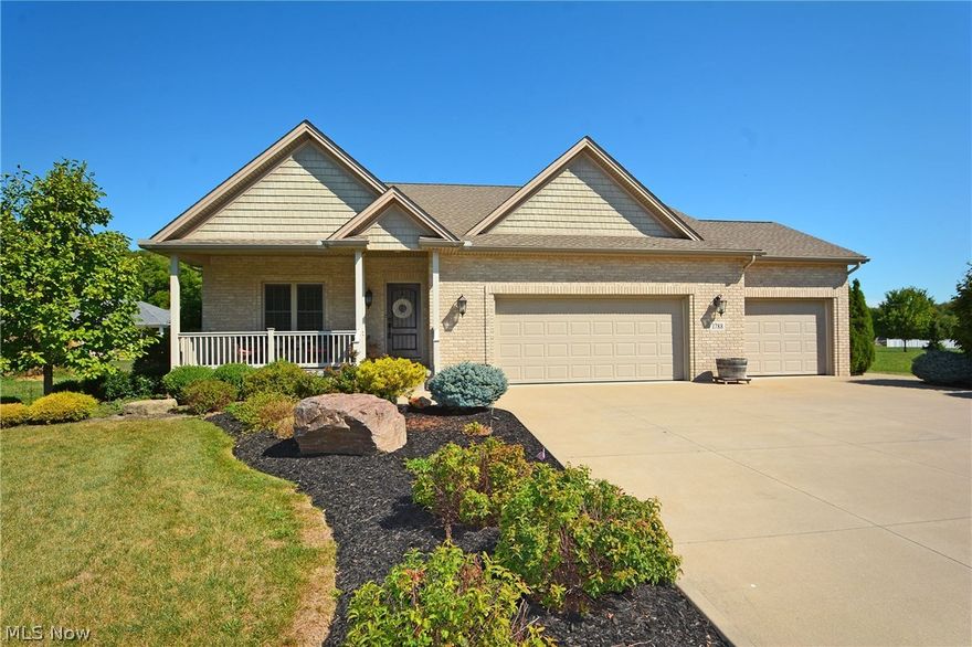 You won't be disappointed in this beautiful brick ranch.   True pure Italian craftsmanship.  As you pull into the driveway and you will notice the lovely brick home with 3 car garage.  Walk up the landscaped walkway and you are welcomed by a beautiful front porch and a stunning front door.  Now enter the home  and WOW... It is stunning.  Large Open floor plan.  As you enter into the foyer you will immediately notice the 3/4 inch hardwood flooring throughout the home.  To the left is a large dining area that accommodates large furniture.   The kitchen is maple cabinets and granite counter tops.  The large eat in kitchen bar is perfect for entertaining.  There is a great deal of counter space to cook and store your items.  Stainless Steel appliances remain with the home.  Walk into the great room and you see a fireplace and plenty of space to accommodate all styles of furniture.  Then go a little further and there is a formal four season sun room/office/den area.  The sunroom area walks