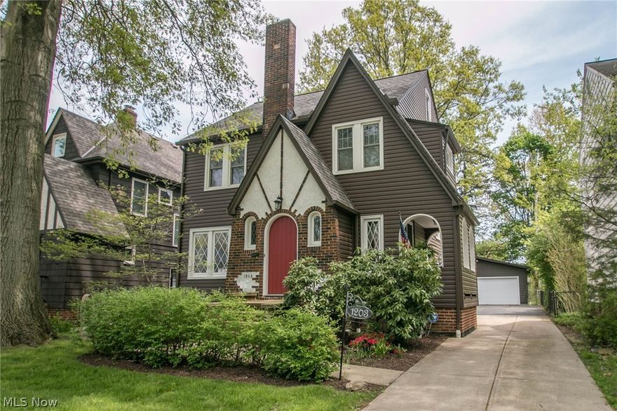 Pride of ownership abounds in this lovingly well maintained 4 bedroom Tudor. The interior has been freshly painted and boasts a spacious eat - in kitchen with ample cabinet/counter space and all appliances stay. The formal dining room is perfect for those family dinners and provides access through sliders the the rear covered deck. The large living room has a decorative fireplace and affords access to the side porch. Generously sized bedrooms on the second floor. The fourth bedroom with built ins and lots of additional storage space is on the third floor. This space would also make a fantastic recreation room. Basement with glass block windows, loads of additional storage space and a work area. The 23 x 11 covered rear deck overlooks the private back yard and is absolutely perfect for those family gatherings or for simply relaxing on a warm summer day. Over-sized 2.5 car garage. Home warranty. Vinyl windows. Updated electrical. New roof (complete tear off) 2013. Vinyl siding 2011. Furn