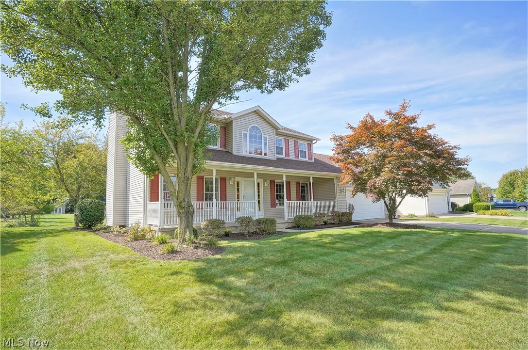 Situated on a beautiful .70+ acre lot, this well maintained and lovely colonial offers spacious rooms to include oversized living room with wood burning fireplace, which is open to the eat-in kitchen (all appliances convey). Sliders to the amazing covered trex deck is 20' x 24' and is perfect for enjoying your morning coffee, relaxing, entertaining and enjoying the extra large backyard. This home is actually a 5 bedroom with the current owner using the 5th bedroom as a first floor office. The dining room with trayed ceiling, powder room and laundry with access to the deck complete the first floor. The second floor features an expansive primary ensuite with a 7' x 6' walk in closet, double vanity, walk in shower and soaking tub, three other good sized bedrooms and the second full bath. Roof - 2019, AC - 2018, Windows - 2015 (upstairs) and back of home (2019). The second floor has been freshly painted - 2022. Home warranty is being provided to the buyer. Super close to Medina Square!