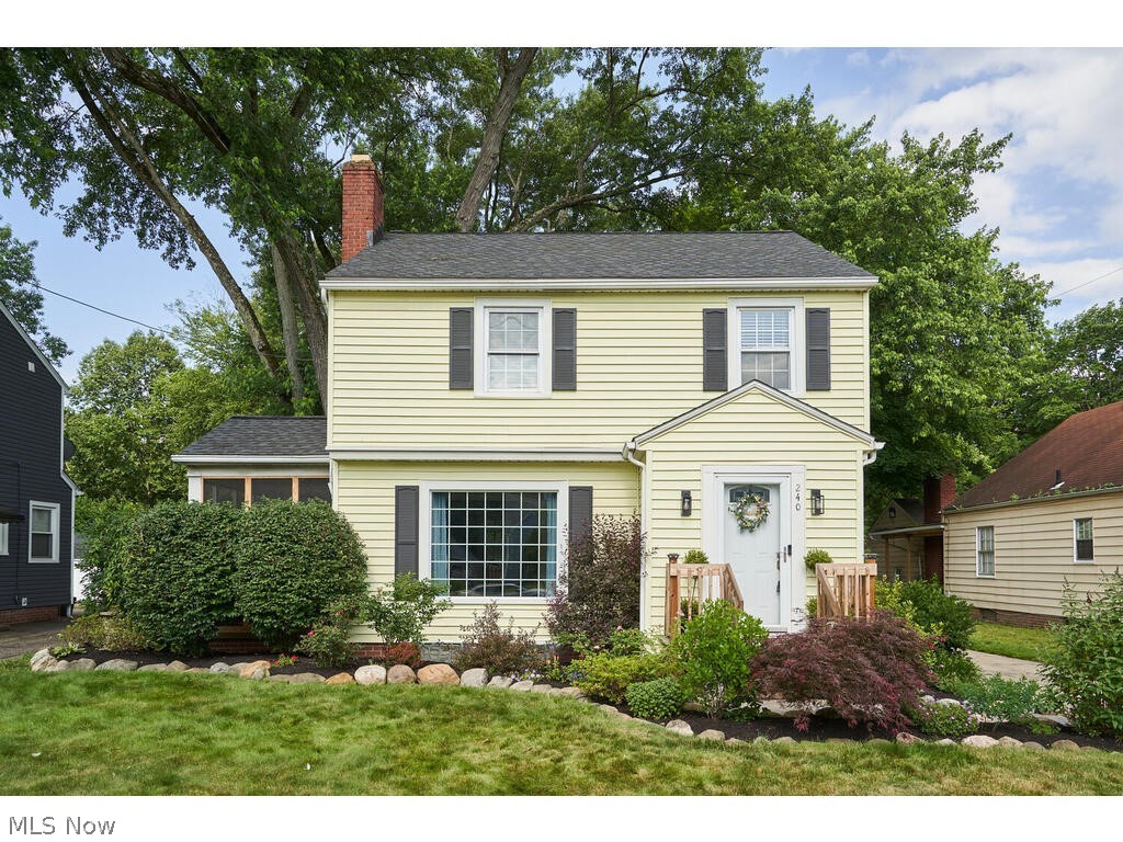 Classic 3BR 1.5BA West Akron colonial located only a half mile from Good Park Golf Course, Wallhaven shopping & dining, and Schneider / Hardesty Parks! 1st floor features a spacious living room w/ hardwood floor, picture window, wood burning fireplace & sunny screened in side porch, formal dining room, updated eat-in kitchen w/ mostly SS appliances, and cozy guest half bath. 2nd floor hosts 3 well-appointed bedrooms (all w/ hardwood floors), and a full bath. This home also has a partially finished basement, fenced in backyard that’s been professionally landscaped w/ stone patio & firepit, roof '21, 1 car detached garage, and a seller paid 1 year home warranty!