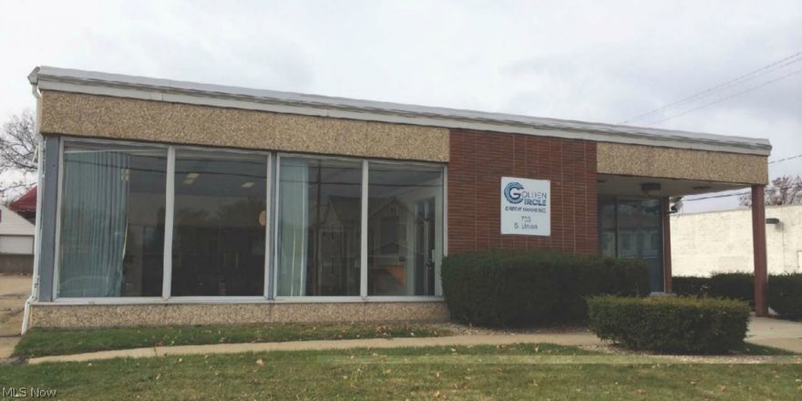 • 4,799 SF – Office Facility  
• Active Security Camera System.
• Parcel Number - 112487  
• 25-30 Parking Spaces.
• 0.74 Acres  
• Nearby access to State Street corridor.
• Close proximity to Mt. Union College   
• Traffic Count – 10,500 Vehicles Per Day measured in 2014 via Stark County Area Transportation Study.
• Year Built - 1966  
• Investment Opportunity near Mt. Union 
• 8-9 Private Offices, 1 Conference Room, 1 Kitchenette, 1 Bullpen Area, 1 Reception Area, 3 Storage Rooms, 2 Restrooms, 1 Janitorial Rooms and 1 Mechanical Room.  
• Used previously as a Bank Facility, with operations closing in September 2013.
• 2 Furnaces & 2 AC Units – 220 Amp and 200 Amp Electrical Services.  
• Drive-Thru Ability