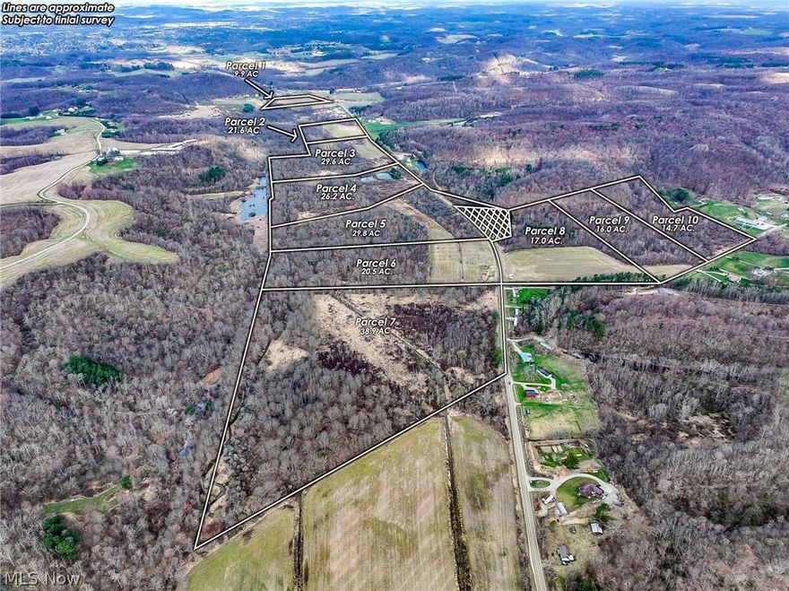 ONLINE ONLY AUCTION!! Starts Ending on Friday May 10th, @ 12:00 PM Noon. Gas and Oil rights sell separate for each individual tract. Parcel 8- 17 Acres.  Looking for land not far from the home base, located 2 miles east of New Philadelphia. Totaling over 224 acres with mostly wooded acreage with 8,591’ frontage on 2 roads. Duck, deer, rabbit and turkey enthusiast mark this one on the calendar. 151+ wooded recreational acres with paths already cut and plenty of seclusion for wildlife. Property also includes open and tillable acreage along potential billboard income. Parcel 4 includes 2 very clean, stocked ponds. Property backs up to a vacant railroad way owned by city of New Phila which could easily be turned into a bike path in the future. SR 39 acreage sits in the Zone X and A flood zone. HBP and open gas and oil rights to be offered separately. Parcels 1A-10A will be the gas/oil rights for each parcel being offered separately. Contact the agent for any additional inquiries.
