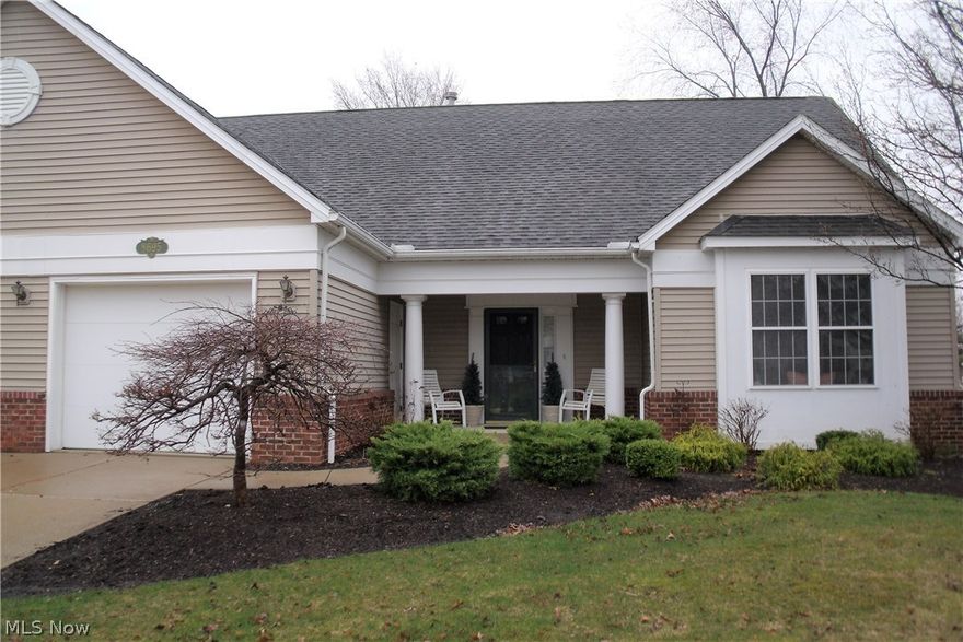 Gorgeous 2 bedroom ranch is located in this adult 55+ Community.  This home features an open floor plan. Spacious  living room opens to patio with a beautiful view of the park and pond. Large eat in kitchen with bayed window,  ample cabinets, tile back splash, all appliances stay.  Master bedroom features lighted closet and its own master bath with double sinks.  Another generous bedroom with lighted closet and window seat which provides more storage. Laundry room with cabinets, washer and dryer stay.  Off the laundry room is another full bath with walk in shower.  All closets are lighted.The patio is perfect for entertaining with gorgeous views and privacy. Or sit on the covered front porch and enjoy. Garage has pull down attic for added storage. Handicap accessible with wide doors and halls.Walk around the private pond with walking trails or sit and enjoy the gardens. Clubhouse has an exercise room and activities for residents.  This one is a must see, wont last.