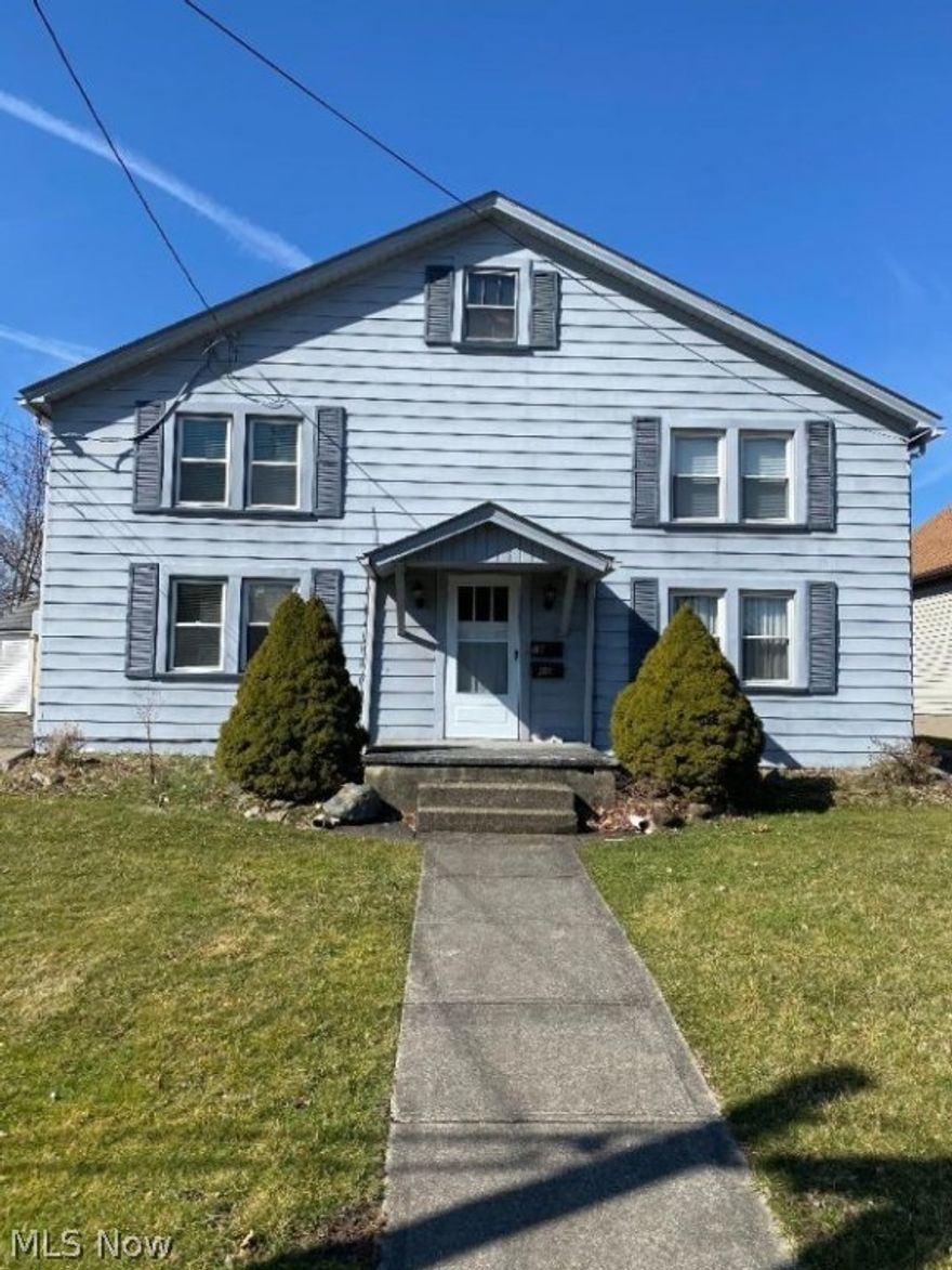 This charming side by side duplex features a full kitchen, living room, dining area 2 bedrooms, 1 full bath and private basements for each unit. Detached 2 car garage for tenants.  Owner maintains lawn service. Both units rented 1 at $550.00 a month rent and 1 at $525.00 a month rent Tenants pay all utilities and share garage each side has own drive and  Separate entrances .