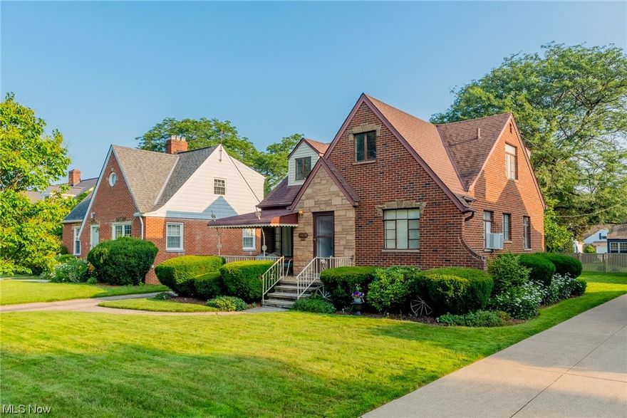 Prepare to be captivated by this meticulously maintained Rocky River Cape Cod! The charming curb appeal showcases a full brick exterior, lush landscaping, and a covered front porch, setting the stage for a warm welcome. Step inside, and you'll be greeted by gleaming hardwood floors that grace the inviting living room, extend into the hallway, and lead to two comfortable main floor bedrooms. The delightful dining room opens gracefully to the kitchen, which boasts ample cabinetry, prep space, and included appliances. Through the French doors in the dining area, an enclosed sunroom awaits, providing a serene space to relax and unwind. On the 1st floor, two spacious bedrooms and a shared full bath. As you venture upstairs, you'll discover two additional bedrooms, each offering its own unique charm, and they share a full bath. The partially finished basement adds even more living space, featuring a recreation room with plush carpeting, a wet bar for entertaining, a convenient 1/2 bath, a la
