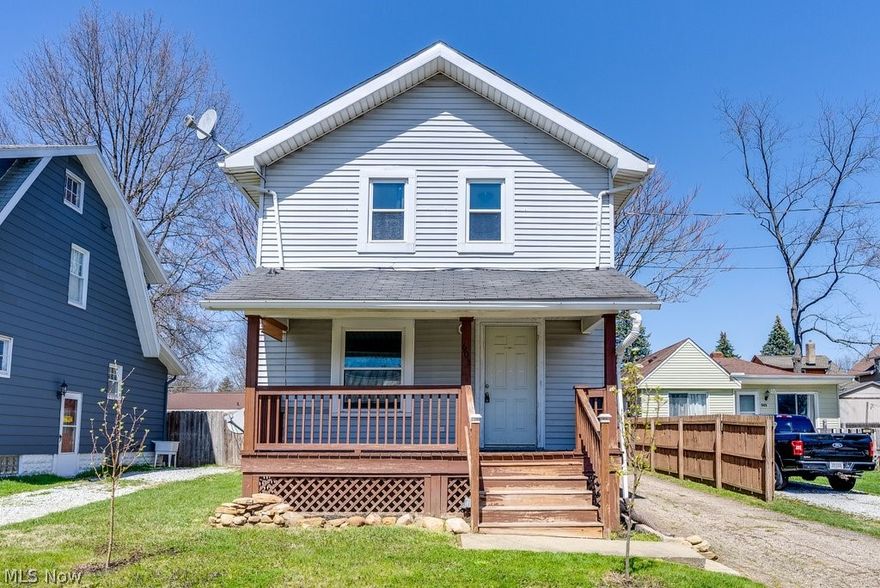Cute three bedroom one bath colonial, with a large covered front porch perfect for lounging during the warmer months. Windows, AC, furnsce, and service panel all under 10 years. Kitchen (with a cozy breakfast nook) and bath updated in 2014. Owner's bedroom has two closets with one being a walk in. Just needs some fresh paint and carpet and this home is "move in ready."