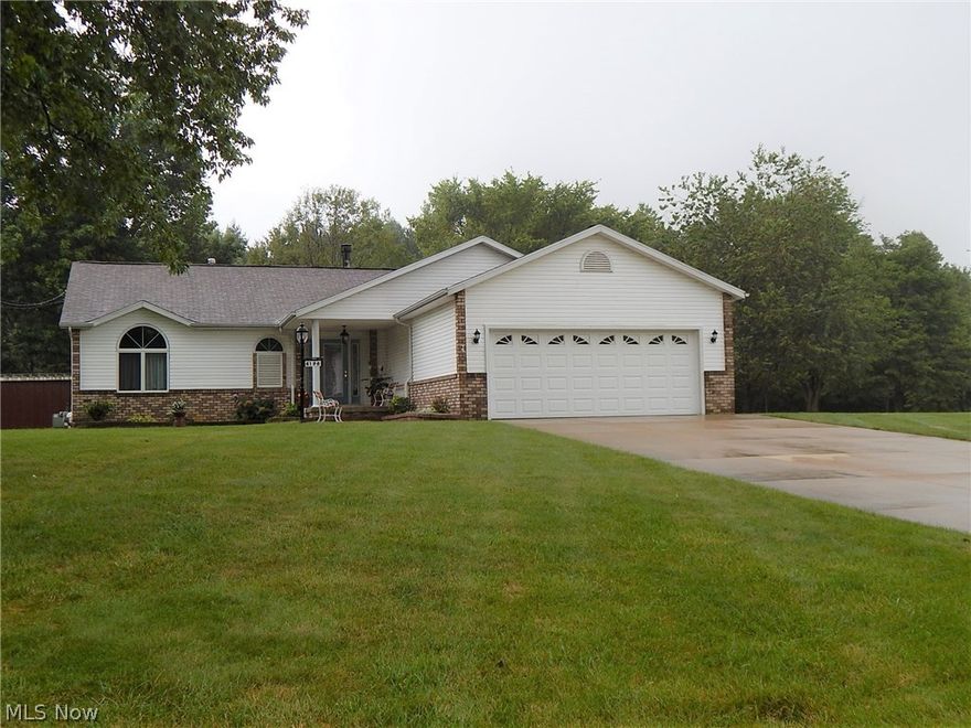 Perfect ranch as starter or to downsize on large double lot with mature trees to the rear.  From the moment you enter the welcoming foyer and feel the open & airy floorplan*The Great Room has a dramatic vaulted ceiling, wood burning fireplace that is flanked by quarter round windows and view of the backyard*Formal Dining Room*Large country Kitchen with plenty of cabinets & counter space, all appliances and an eating area*There's a Sunroom off the Kitchen area with 2 sets of sliding doors to a large deck which leads to the beautiful backyard with lots of room to enjoy a garden, or space to play outdoor games!*Large Utility/Laundry room with cabinets above Washer & Dryer & leads to the Oversized 2 Car Garage with lots of storage areas*The bedrooms are located in a separate wing of the home*Large Master Bedroom with vaulted ceiling, a walk-in closet & large Master bath*Additional Bedroom & Full Bath complete the main floor*Downstairs you will find an enormous Rec Room with decorative Fire