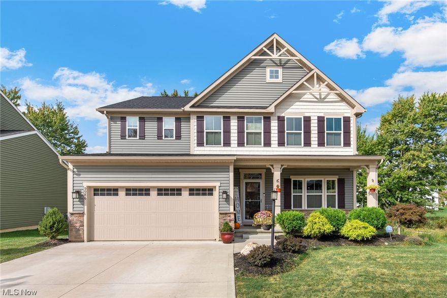 Welcome to this spacious & beautifully upgraded home featuring 6 bedrooms, 5 full baths, w/ over 4,246 living sq ft including a finished basement in the Gates Village community, featuring a community pool & clubhouse, and located in Olmsted Township, in the Olmsted Falls School District. The home has a gourmet eat-in kitchen w/ walk-in pantry, built-in wall oven, gas range, large center island with quartz countertops & tile backsplash, dining area w/ access to a low maintenance composite deck, 1st-floor den, and 1st-floor guest bedroom/mother-in-law suite with full bathroom. The lower level also includes a bedroom w/garden window and full bathroom. There is a 2nd-floor loft area, 2nd-floor laundry & a 1st-floor mud room with built-in bench. Located on a premium lot with lots of open space on the side yard with extra parking pad. The owners' suite has 2 large walk-in closets and an en-suite bath w/ double vanity and Roman shower. Tons of builder UPGRADES such as hardwood floors, finished basement, upgraded exterior w/ stone & front porch, upgraded cabinetry, countertops, vanities, tile, carpet & more. RECENT UPDATES include: installed deck w/ storage below, professionally installed landscaping, added a fridge, window treatments throughout, Ring doorbell/cameras, and a hot/cold water spigot, gas line, and utility sink in garage. INCLUDED are ALL kitchen appliances, window treatments, Ring doorbell & TV mounts. Located near I-80, I-480, and many other attractions.