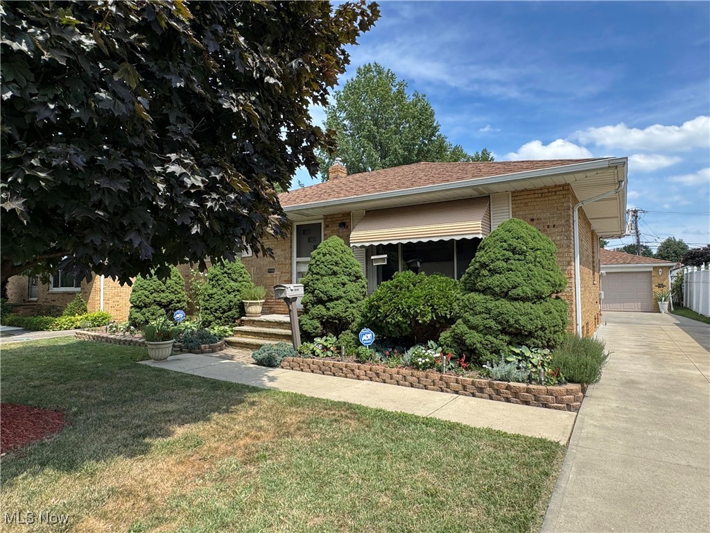 Pride in ownership this maintained and manicured all brick ranch includes 3 bedrooms, 2 full baths, beautiful hardwood flooring through out, spacious eat in kitchen including pantry, vinyl windows, 3 dimensional roof on the house & garage.approx. 15 years young, full finished basement with separate office & or bedroom, 2 storage rooms, laundry on lower level or can be accommodated on the 1st floor mud room, all connections are installed. Move in ready! Full concrete driveway with extended patio for your morning coffee or beverage of your choice. Full chain linked fence, above ground pool with solar cover and all equipment stays. This homes features are endless. Subject to the completion of Seller's purchase estimated closing is 09/10/2025. Seller will have POS compliance.
