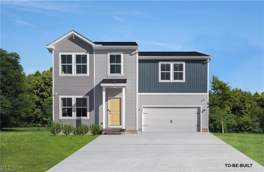 Introducing the Forsythia floor plan at Booth Farm, a charming residence nestled on a coveted corner lot spanning nearly a third of an acre. This stunning home boasts a captivating farmhouse aesthetic, featuring sleek white cabinets and elegant grey quartz countertops in the open-concept kitchen that seamlessly flows into the spacious great room and dining area, creating an ideal space for entertaining or relaxing with loved ones. Convenience is key in this thoughtfully designed home, with the laundry facilities conveniently situated on the second floor alongside the bedrooms, ensuring ease and efficiency in daily routines. The unfinished basement presents a world of possibilities, with pre-installed plumbing for a potential third full bathroom, offering the flexibility to customize and expand the living space to suit your needs and preferences in the future. Outside, the practical enhancements continue with a widened driveway, providing ample room for maneuvering vehicles and offering additional space for unloading groceries without trudging through grass or snow, making everyday tasks a breeze. Experience the perfect blend of style, functionality, and comfort in the Forsythia floor plan at Booth Farm—a place where modern living meets timeless charm. Construction to be completed in November 2024. Booth Farm's location is ideal - 5 minutes to Route 90, 15 minutes to Mentor's shopping and dining, and 30 minutes to Cleveland. Enjoy low taxes, included warranty, top schools, and great amenities. Contact us for info on incentives, low interest rates, financing options including $0 down programs, and to schedule a tour.