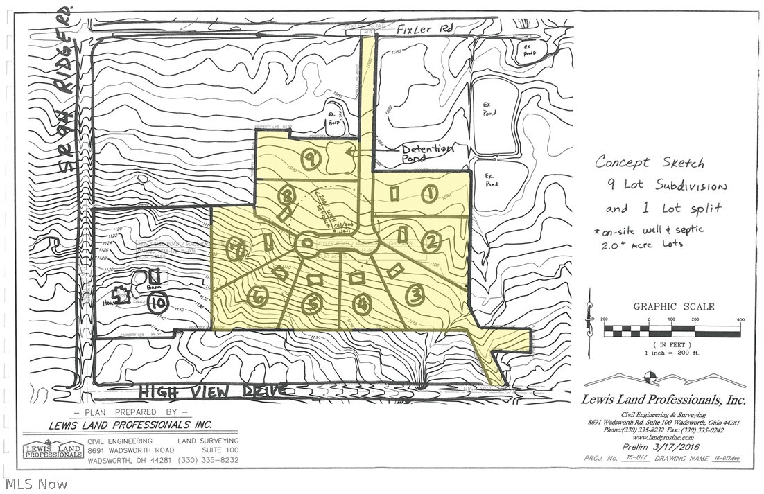 Excellent location near major shopping. Wooded land with rolling slope. Preliminary site plan suggests 2.0 acre lots with well and septic. Development could be built with 9 home sites. Sewer may be available on the West side of Ridge Rd. Seller has drafted preliminary site plan that was completed by Lewis Land Professionals. The 7.21 acres at 7225 Ridge Rd is available for purchase. Acreage will be roughly 21.31 when reparceled.