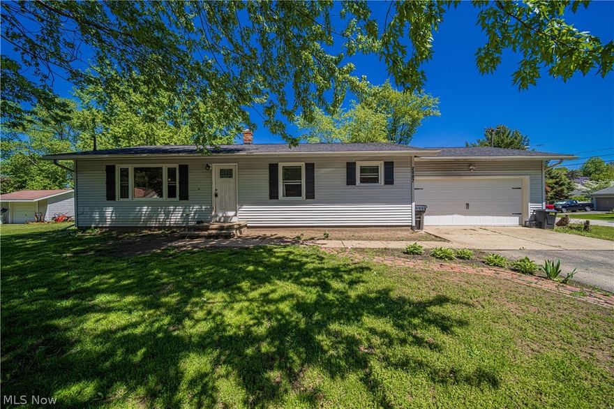 Updated Buckeye (Ashtabula County Ranch! The master bedroom is separated from the two other bedrooms for privacy and features a full master bath w/two entry doors. Some of the many updated items (2016-2017) include: energy saving double hung windows, roof shingles,  flooring, exterior doors, garage door, updated bathrooms, lighting, ceiling fans in all bedrooms, LED family room lighting, kitchen cabinets and upgraded stainless appliances. The basement has a large carpeted family room plus two additional rooms for living space. A detached shed with an overhead garage door will house your lawn equipment to keep your attached garage clear for anything else. Situated on a nice size corner lot.