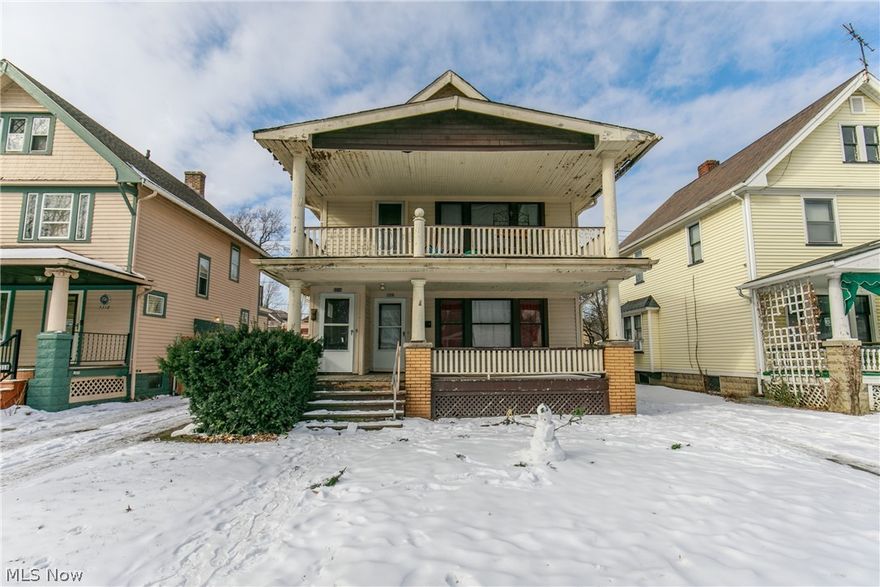 This investment opportunity boasts 2 units, each with 2 bedrooms, 1 full bath, large living room, formal dining room, kitchen & front & back porch! 2 car detached garage & basement. Close to shopping & quick interstate access.
