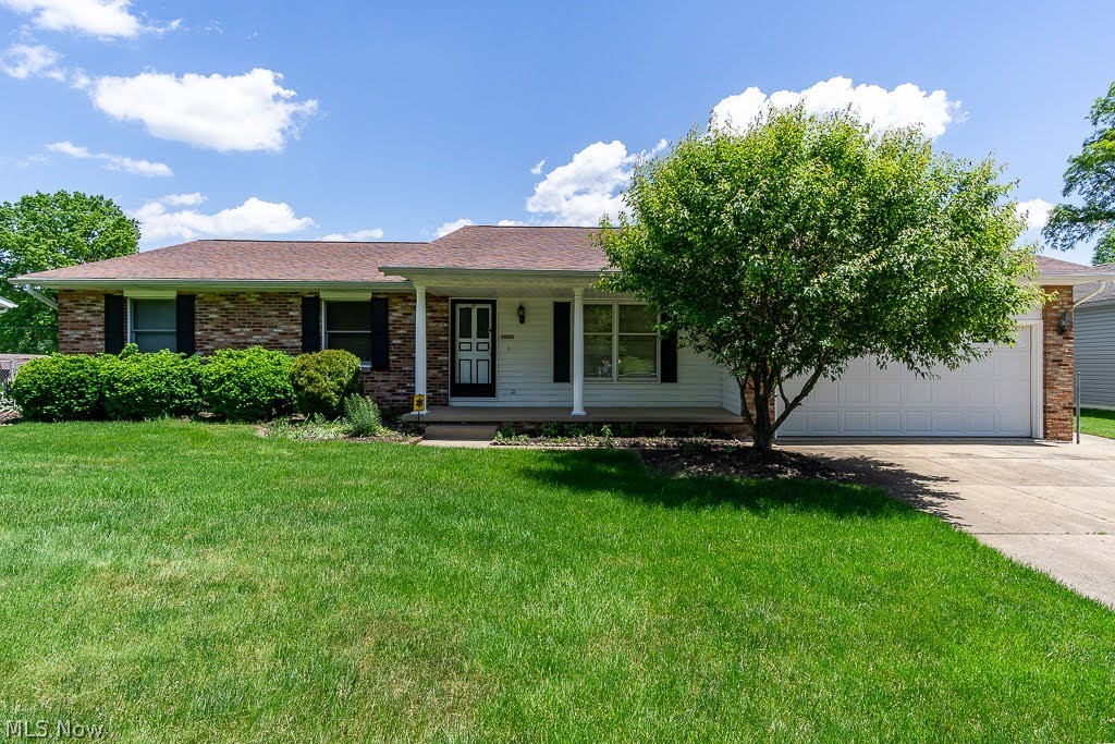 Welcome to this one owner, charming and well maintained ranch in the Tallmadge Highlands subdivision. This home has great curb appeal with an inviting front porch. Foyer leads into a large living room with picture window, allowing natural light to filter in. Cozy dining room is perfect for entertaining. The eat-in kitchen opens into the family room with a fireplace. This three bedroom home includes a generously sized master bedroom with en-suite bathroom. There is a large basement with plenty of storage. Enjoy the gorgeous fenced in backyard, complete with a patio and shed. Make this home yours today!