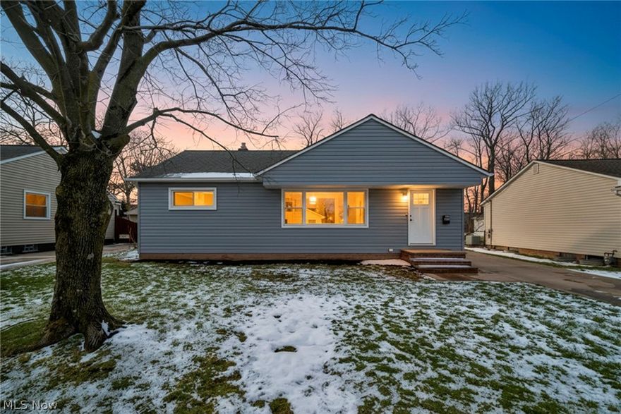 Extensively renovated with major updates throughout, this 3-bedroom, 2 full bath home offers over 2,200 sq ft of living space including a finished lower level. The floor plan was redesigned to create an open-concept layout connecting the living, dining, and kitchen areas.  The kitchen features white shaker cabinets with soft-close doors and drawers, quartzite countertops, and stainless steel appliances. Both bathrooms are fully updated with modern finishes, including a main bath with double sinks and a second full bath with a shower.  Major updates include a complete electrical overhaul with new panel and full rewiring, new AC unit, previously replaced drain lines, recently updated insulated vinyl windows, newer roof, new siding, gutters, concrete driveway, garage roof, and rebuilt front steps. Interior improvements include new doors and hardware, baseboards, neutral paint, LVP flooring, carpet, and recessed lighting throughout.  The finished lower level provides additional open living space with flexible use. Other features include glass block windows, attic storage with pull-down access, and an oversized 2+ car garage.

Located just 5 minutes from I-271 and I-90 with easy access to shopping, dining, parks with tennis courts, trails, playgrounds, and the Mayfield Heights Rec Center with pool.  Move-in ready, this rare find doesn't disappoint!