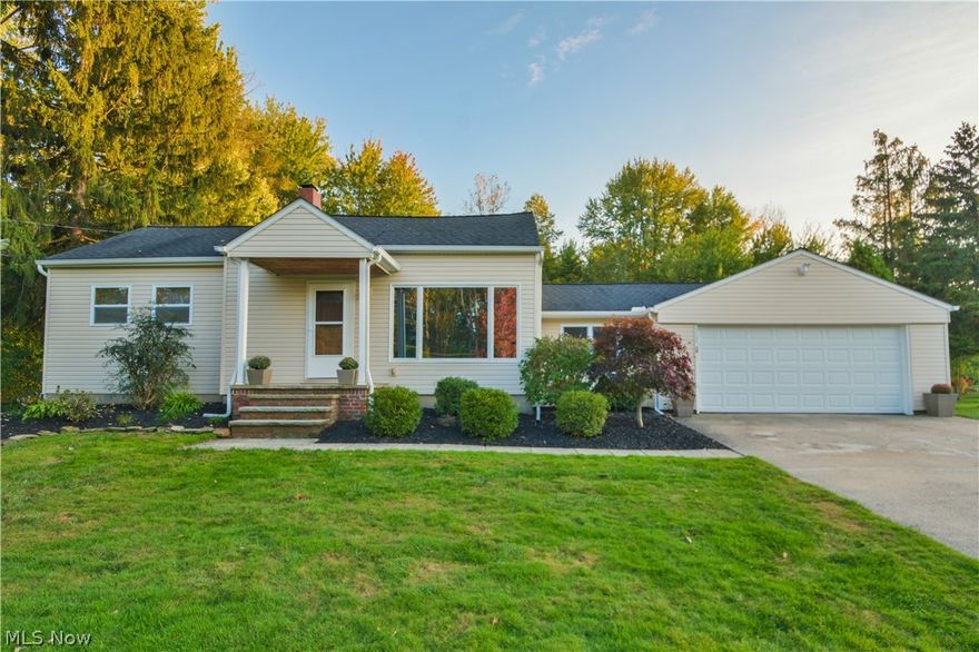 Situated on a 1 acre lot in serene Sagamore Hills this impeccable home is less than 1/2 mile from the bike and walking path.  Nature surrounds you with many mature trees around this home. The interior of the home has been recently painted and the flooring is newer vinyl laminate (10-19) throughout the main floor. The open concept kitchen and adjacent family room have access to the beautiful views to the rear of the home with it's patio perfect for summer and fall evenings. There is a full basement which allows for plenty of storage. A 2 car attached garage makes it convenient when coming home with groceries. The roof is approximately 13 years old and remember Sagamore Hills is a township so no RITA tax. Access to 1-271 and I-77 which take you to Cleveland or Akron is just minutes from here. Brandywine Creek and water falls are close by and the well known ski centers are also just minutes away. Don't miss this charming home with it's many updates and prime location.