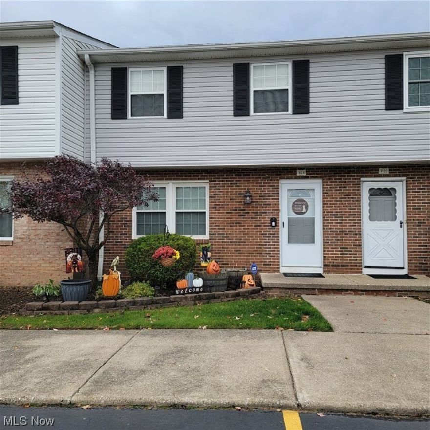 Well appointed 3 bedroom condo with full unfinished basement. Updates include 1st floor porcelain flooring. Kitchen updated with porcelain backsplash, also accented w/ rustic wall feature, kitchen appliances stay, freshly painted. Full bath has been updated with Bath R Us shower surround ,new sink, cabinet, lighting, freshly painted, and features glass shower doors. 1st Floor 1/2 bath updated new cabinet, lighting, freshly painted and features a professionally installed sliding barndoor.  The patio area has extra concrete added to enlarge the patio, privacy fence. Another great feature is this property backs up to greenspace. There are 2 assigned parking spots in front of the condo no need to walk to another parking area to get to your car. Ease of access to highway, shopping, emergency services, health club, restaurants. Washer Dryer stays.