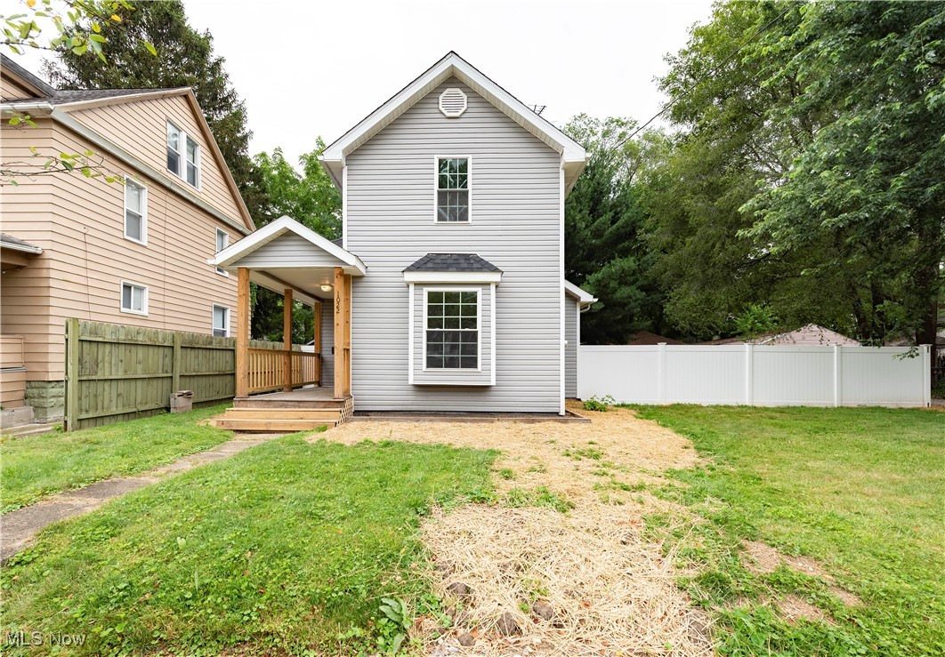 Check out this fully rehabbed colonial with a double lot in the heart of Akron's International District (North Hill). ***New stainless steel refrigerator, 5 burner gas range and range hood to be installed Aug 7th*** The following updates were completed in 2024: new roof, gutters, vinyl siding, double pane windows, front porch and back deck, drywall, additional bedroom on first floor, first floor laundry room, half bath on second floor, electric and plumbing. Inside you'll find a large eat-in kitchen with beautiful new luxury vinyl plank (LVP) flooring, new countertops and movable island (all in 2025). A large bedroom, first floor laundry room, full bath, and modest living room complete the first floor. The second floor features a large owner's suite with attached half bath and third bedroom with vaulted ceilings and ceiling fan. The back yard will be your own private oasis featuring a fire circle, large yard and detached 2 car garage. Other updates in 2025 include: main water line to road, downspouts routed in ground, additional grading around the home, new garage door and man door, closet doors, ductwork, carpet and landscaping. Located just minutes from route 8 and all the shopping and restaurants of North Akron and Chapel Hill. Call your favorite Realtor and schedule a private showing today! Seller is a licensed real estate broker in Ohio.