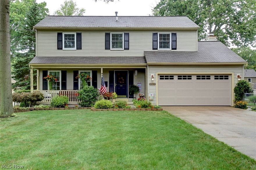Welcome Home! This impeccably maintained and updated two-story home in the heart of Avon Lake is waiting for you to move right in!  Beautiful hardwood flooring invites you into the spacious kitchen featuring quartz countertops, tiled backsplash, updated appliances, newer fixtures and undermount lighting.  From the kitchen, you flow into a spacious family room with vaulted ceilings and ample natural light coming through newer windows.  Step outside into a serene backyard retreat boasting a stamped concrete patio, manicured landscaping and flower beds, plenty of room for entertaining and relaxing, and even a peak of Lake Erie. The remainder of the first floor features an updated half bath, living room, and bonus room with gas fireplace with shiplap accent wall.  The second floor features four bedrooms, including a spacious master with a newly renovated en-suite bath, complete with newly tiled shower and modern vanity. The basement has been tastefully remodeled and features a custom bar p