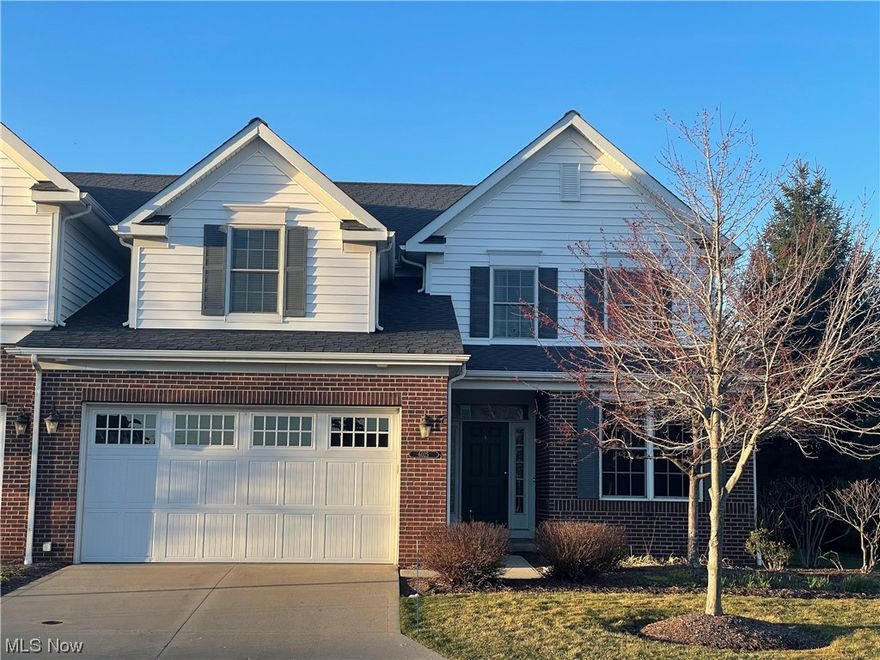 Welcome to this fabulous maintenance free living at "The Pointe at Sterling Lakes".  Enjoy an open floor plan with 1st floor owner's suite, master bath and his and hers walk in closets. The two story great room has a gas fireplace and sliding glass door to a beautiful private patio.  Hardwood floors throughout, vaulted ceilings and wall of windows makes this house bright and welcoming.  The gourmet granite kitchen features a gas range, stainless steel appliances, tile back splash and breakfast area.  Formal dining room, a den/office, half a bath and laundry room completes the first floor.  Upper level offers three bedrooms with two full baths and an expansive loft. Fantastic location! You can walk to Starbucks, Trader Joe's and Eaton Collections.  Excellent freeway access, just minutes from I-271.  Easy care free resort living in Pepper Pike with Orange School District.