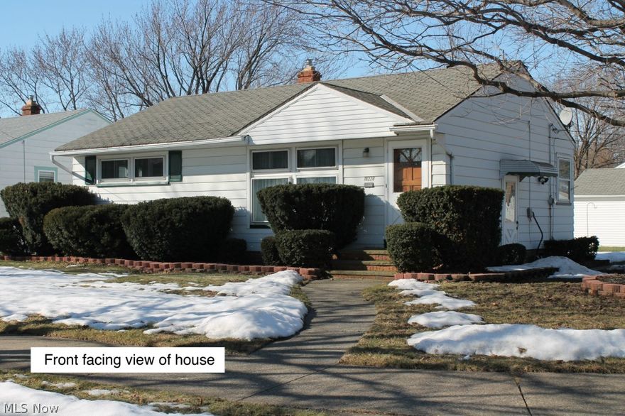 A very solid aluminum sided ranch with newer vinyl windows , glass block windows in basement , high efficiency furnace with central air and a new HWT. This is located on a nice sized corner lot 69 x 130. Included are a stove , refrigerator , washer & dryer. Has a 100 amp breakers electrical box. Just needs some updating. Price reflects work needed. 2 car detached garage with opener. Just a couple minutes away from Metroparks , Airport & I 480  !!