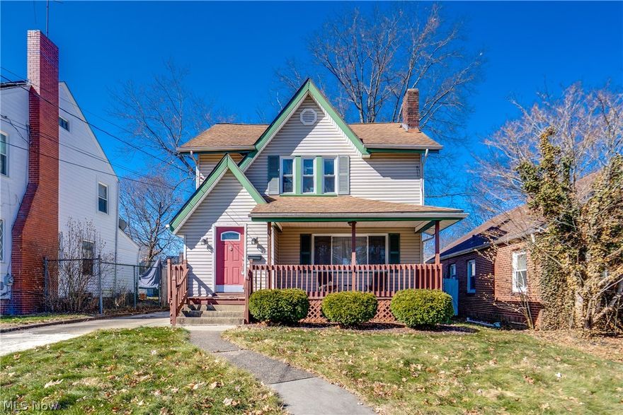 Discover the perfect blend of character in this beautiful 1,323 sq. ft. Colonial. From the moment you pull up, the freshly refinished front porch is the perfect spot to enjoy your morning coffee. Step inside to a bright living space featuring laminate flooring and a fireplace with an insert flanked by built-in shelving. Off the living room, is the dining area with easy access to the kitchen making entertaining a breeze. The kitchen comes fully equipped with kitchen appliances, laminate counters, and beautiful backsplash. Upstairs houses three bedrooms and a full bath. The detached 2-car garage is a rare find with glass block windows. Plus, the home is near downtown Akron/Akron U, highways, amenities, and parks! Don't miss your chance to see this beautiful home; schedule your showing today!