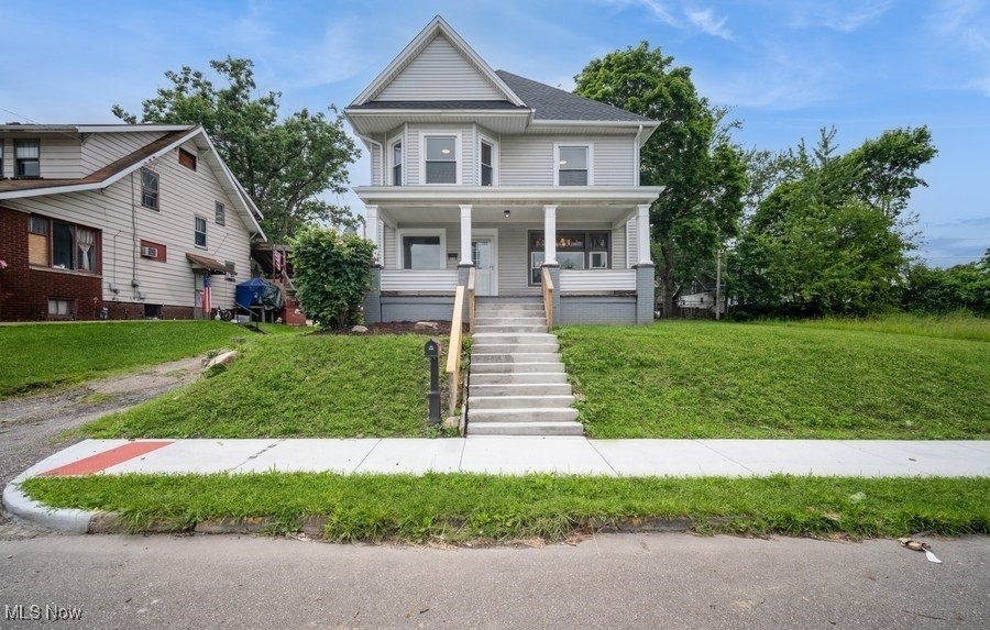 Stately 2 story home offers 3 bedrooms, full bath, 1st floor laundry and half bath. Recent updates include roof, windows, HVAC, paint, flooring, light fixtures and completely updated kitchen and baths.