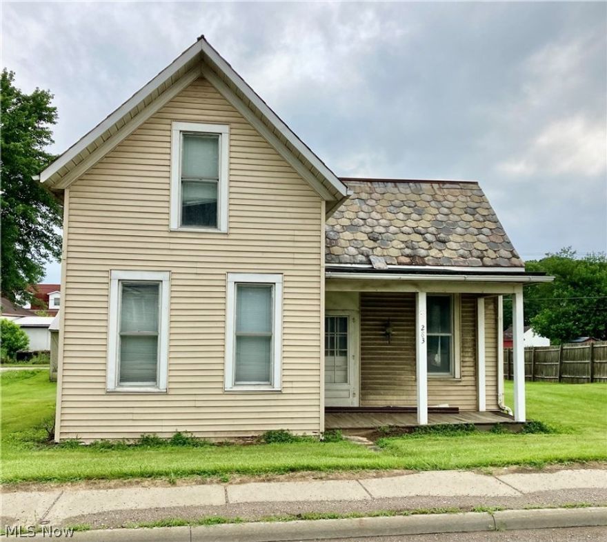 Fantastic Investment!  Priced to move!  2 BR, 1 BA home. Perfect canvas to make your own home in the great town of Duncan Falls!  It is still a sound home, but is in need of substantial amount of work.  Needs new roof, furnace, water heater, electric, plumbing, septic and some loving cosmetic upgrades!  A/C could be added if you like.  Great yard with shed and 2-car garage!  Amazing walkability to everything you need in town!  Come and see it today!  Won't last long!