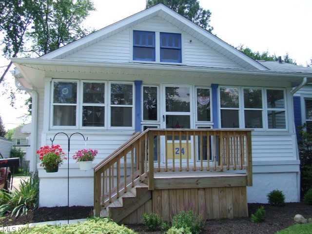 Cute, well-cared for 3-bedroom Bungalow/Ranch in great Cuyahoga Falls neighborhood! Large (2-sided) Living room with faux fireplace, formal Dining room with window seat and built-in hutch, newer kitchen appliances stay. Updated bath with deep tub on main floor, 2nd full bath is a working sink, toilet and shower in basement, not enclosed. Beautiful hardwood floors!! Lots of built-in, curved doorways, character throughout! Enclosed front porch, detached 2-1/2-car garage, full waterproofed basement. There Home Warranty included. Nice .273 acre lot! Furnace/A/C- 2018, H2O- 2017, newer electric box, siding, roof, windows, doors. Make your appointment today!
