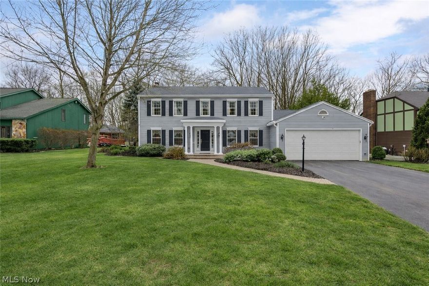 Tucked away on a quiet, tree-lined cul-de-sac in coveted Winding River Estates, this elegant residence offers timeless design, refined updates, and exceptional craftsmanship throughout. Set on a lush, impeccably manicured lot, the home welcomes you with formal living and dining rooms and a beautifully appointed kitchen featuring custom cabinetry and high end Wolf appliances and Subzero refrigerator , overlooking the serene backyard and expansive brick patio with updated steps and railings (2024). The inviting family room with ventless gas log fireplace opens to a light-filled sunroom showcasing transom windows, a wet bar, and custom built-ins—perfect for relaxed entertaining. The upper level features five spacious bedrooms, including a luxurious primary suite with updated en suite bath, dressing room, and walk-in closet. Recently remodeled upstairs and bathrooms, complemented by fresh paint, newer carpeting, and custom cabinetry throughout. Notable upgrades include a 40-year roof, new gutters (2022), 75 gallon hot water heater (2018), updated front porch and entry door (2018), oversized garage with basement access, and newer driveway and sidewalk (2019). The expansive full basement with 10’ ceilings and plumbing for a future bath provides endless possibilities for additional living space. A rare offering where elegance, comfort, and thoughtful updates come together seamlessly.